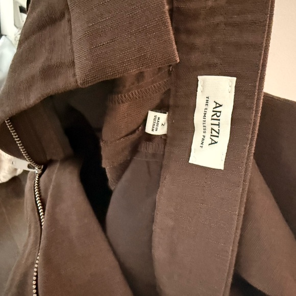 Aritzia Brown Wide-Leg Linen Trousers US 2 NWOT - Picture 8 of 9